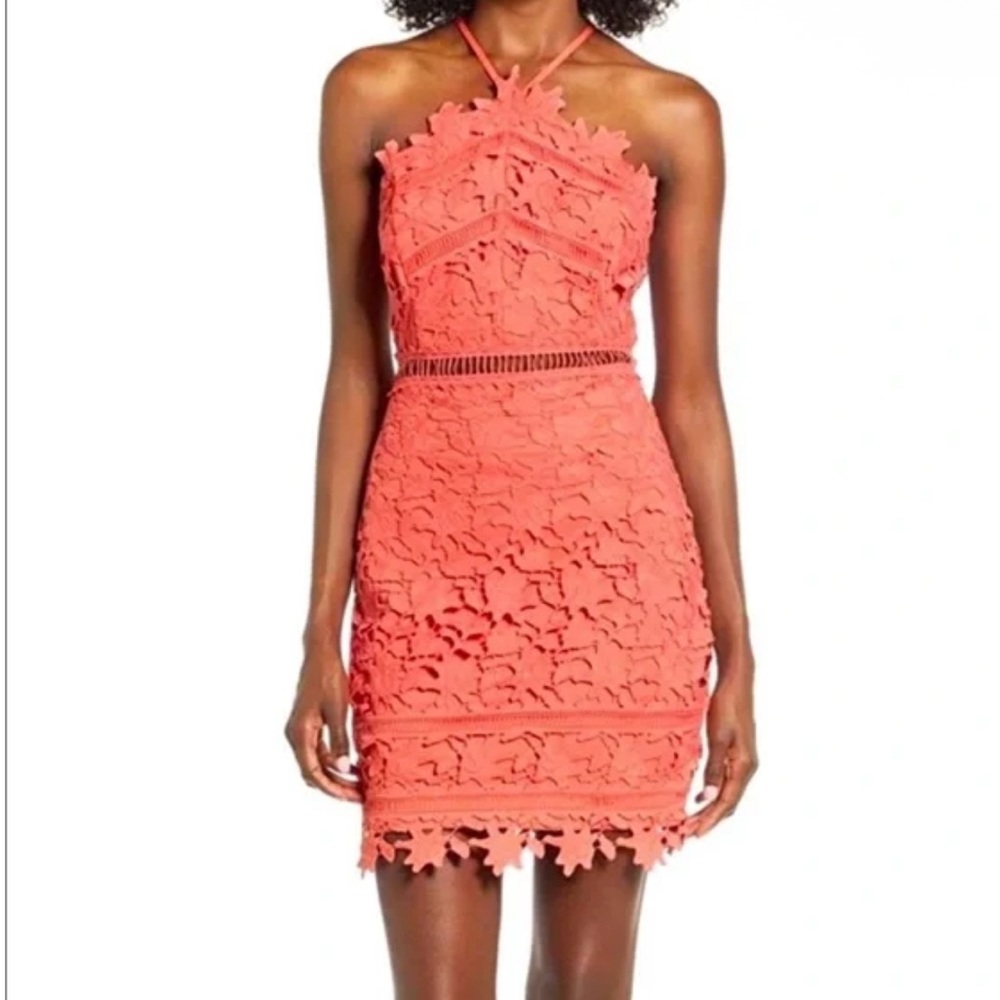 Astr Coral Lace Mini Dress